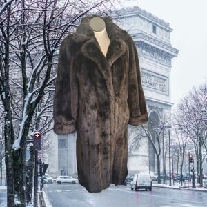 Luxurious Black Faux Fur Coat
